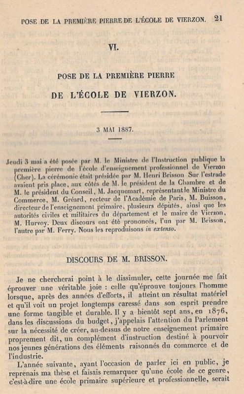 Le développement de l'enseignement professionnel : l'exemple de l'E.N.P. De Vierzon