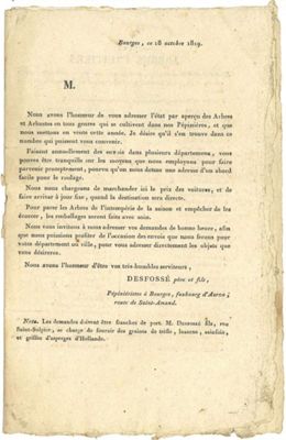 1819 : Au catalogue du pépiniériste