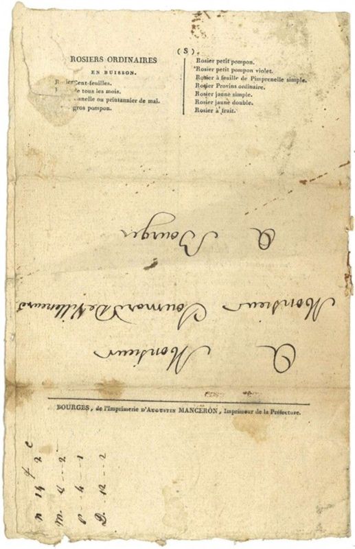 1819 : Au catalogue du pépiniériste...