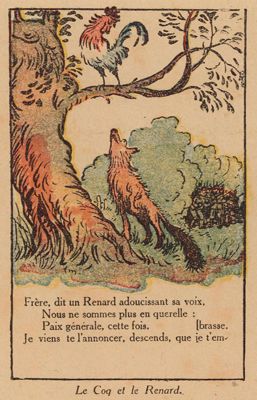 La Fontaine l'avait bien dit. In-quarto Ce que voudraient les Allemands, suivi de La Fontaine l'avait bien dit, 1918. Texte de Georges BLONDEL, dessins de Louis MORIN (158 J 4)