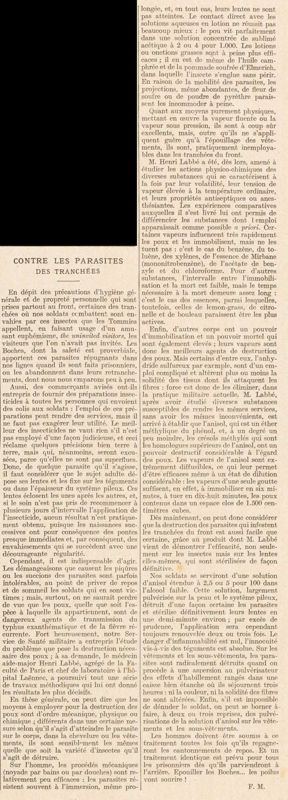 Contre les parasites des tranchées