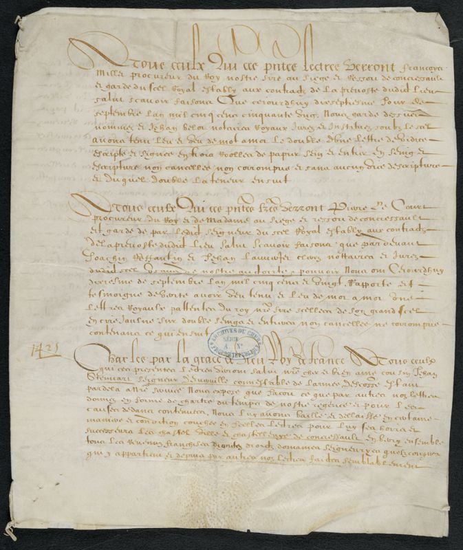 4 H 541, pièce n°1 fol. 1 r°