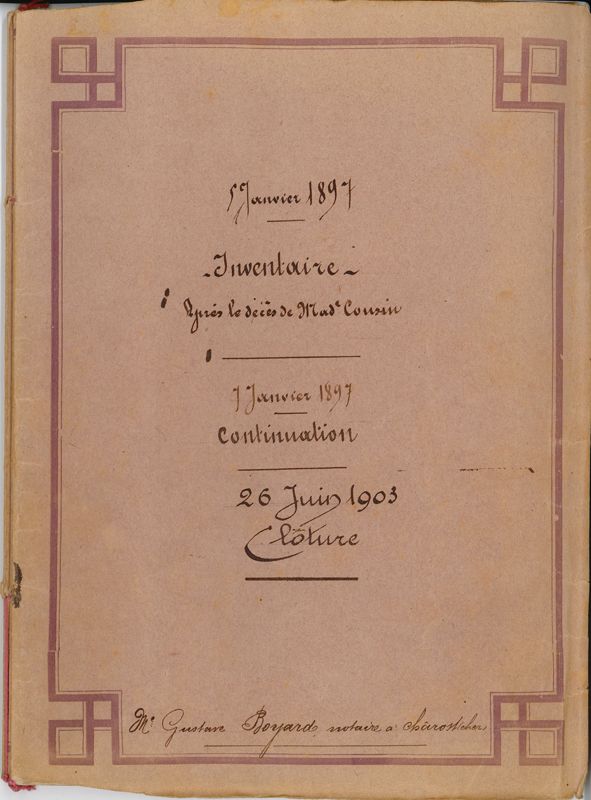 Premère de couverture de l'inventaire après décès de Mme Cousin (AD du Cher, E 29778)