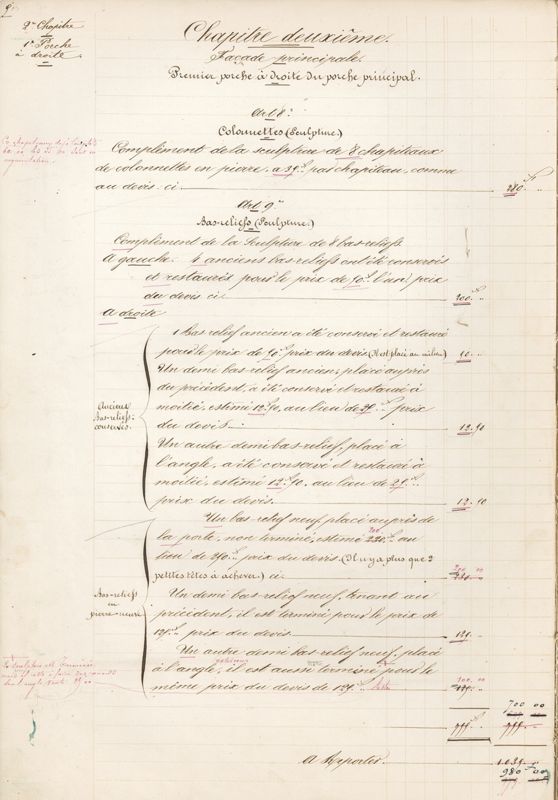 État des travaux dressé par Barthélemy Juillien le 20 décembre 1849. AD du Cher, J 210