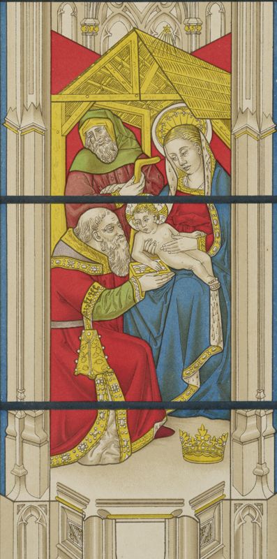 Extrait de la planche XI des Vitraux peints de la Cathédrale de Bourges, postérieurs au XIIIe siècle, gravure d’Albert des Méloïzes, 1891-1897. AD du Cher, FFO 50088