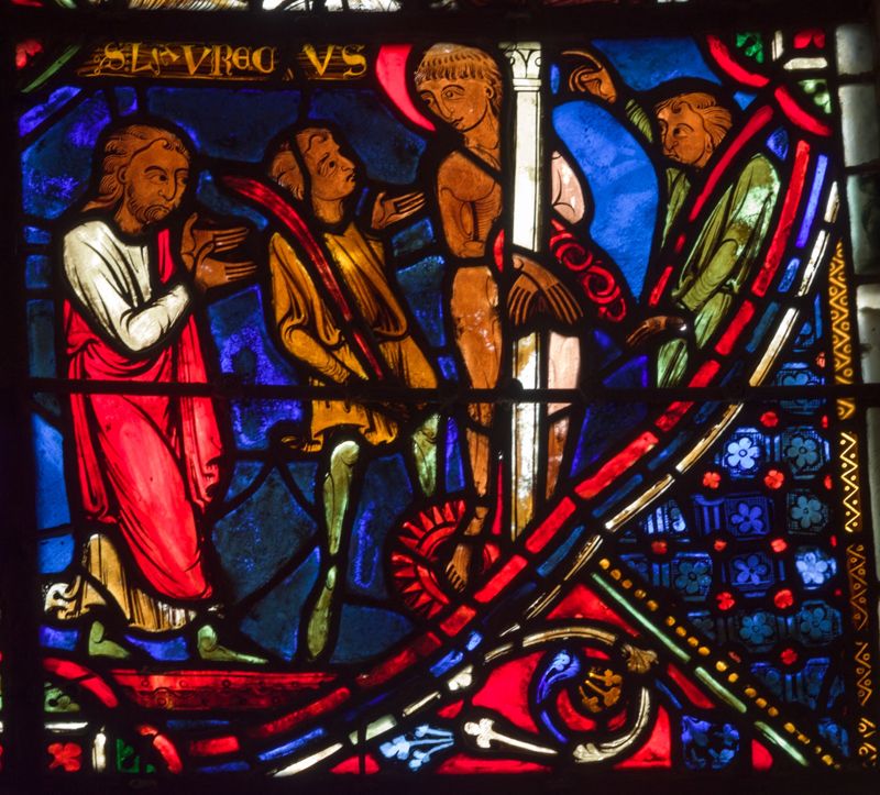 Panneau présentant saint Laurent Flagellé, 2023. DADP18, F. Lauginie