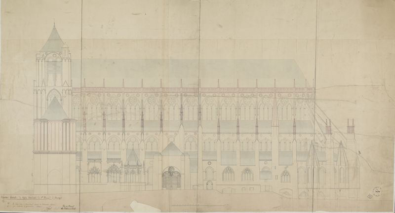 Élévation latérale de la cathédrale de Bourges dressée par François-Narcisse Pagot, s. d. [vers 1830]. Ministère de la Culture (France), Médiathèque du patrimoine et de la photographie, 82/18/1002, 14296
