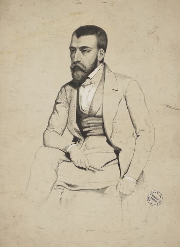 Portrait de Jules Dumoutet, lithographie de François-Alexandre Hazé, son maître en dessin, s. d. AD du Cher, 11 Fi Dumoutet 2