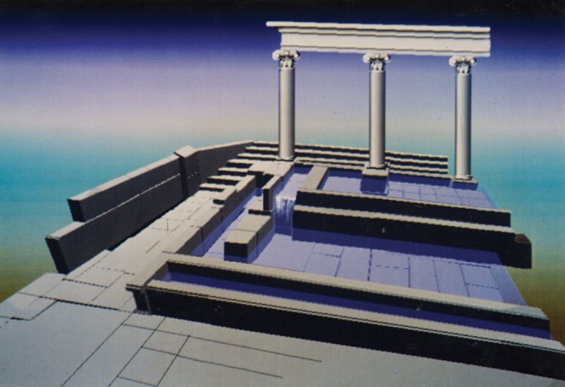 Plan et reconstitution 3D de la fontaine. AD du Cher, fonds du service archéologique départemental.