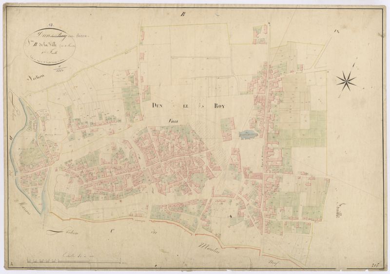 Feuille 1 de la section B du plan cadastral de Dun-sur-Auron, 1826 (AD du Cher, 3P/2526/4)