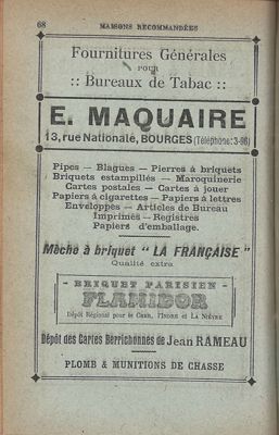 Eugène Maquaire dans les "Adresses berrichonnes", 1922