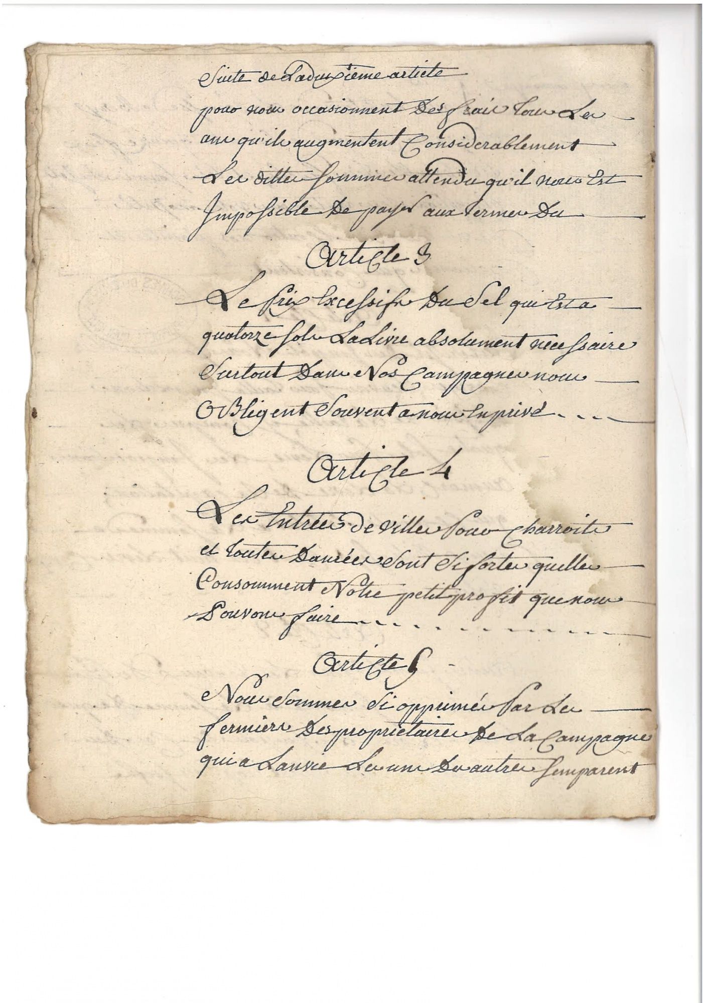 Cahier de doléances de Berry-sur-Yèvre (Marmagne, Cher) (p. 2).