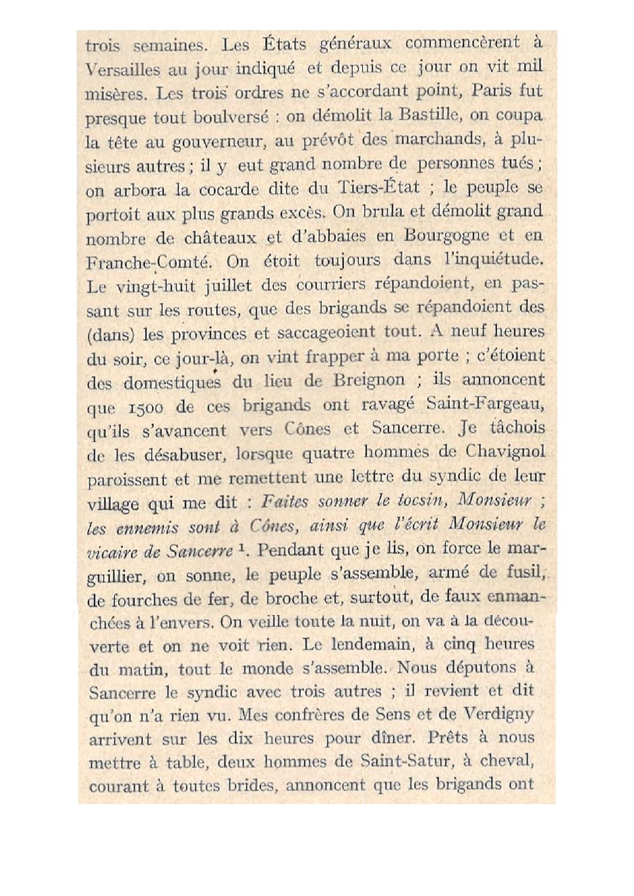 Extrait des notes du Curé de Menetou-Ratel (p. 2).