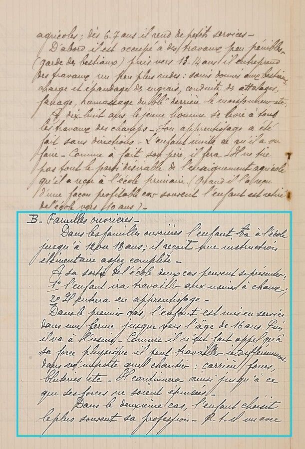 Le travail pénible des jeunes ouvriers des usines à chaux de Beffes