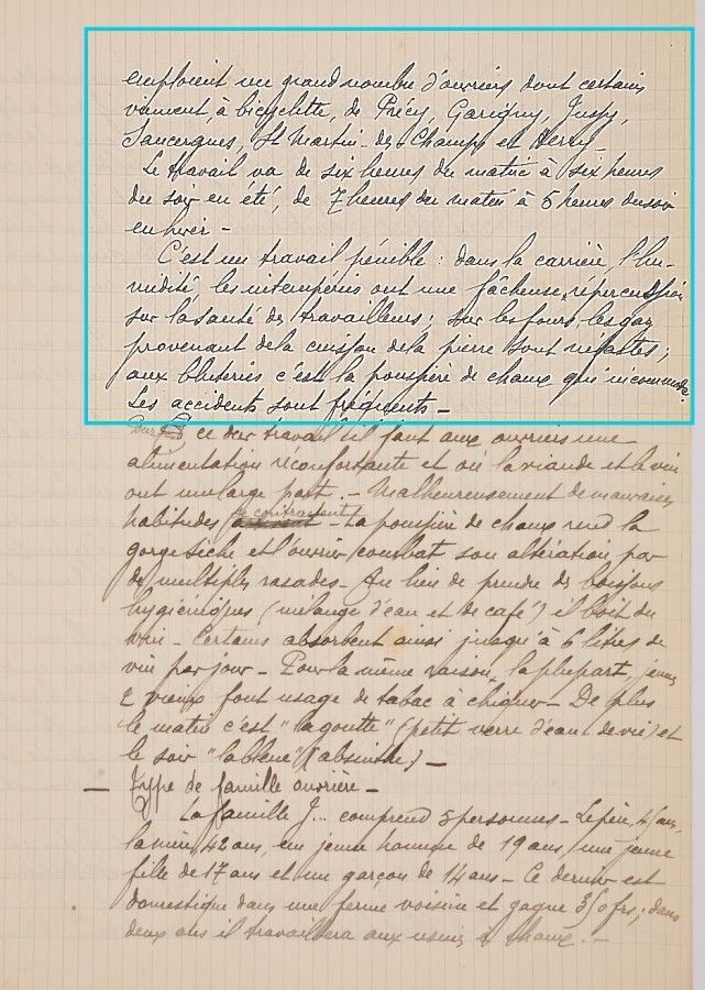 Le travail pénible des jeunes ouvriers des usines à chaux de Beffes