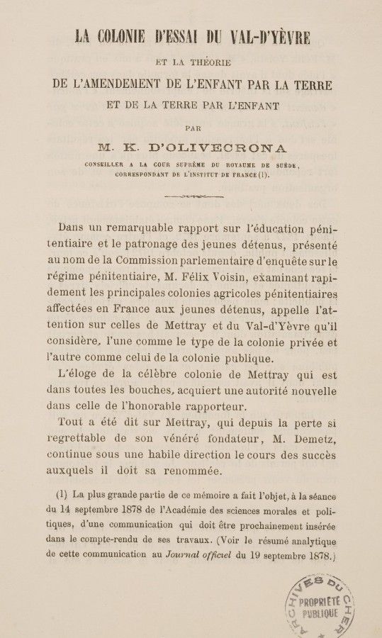 Une des plus grandes colonies pénitentiaires de France