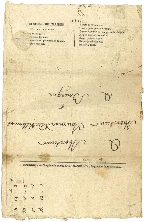 1819 : Au catalogue du pépiniériste...