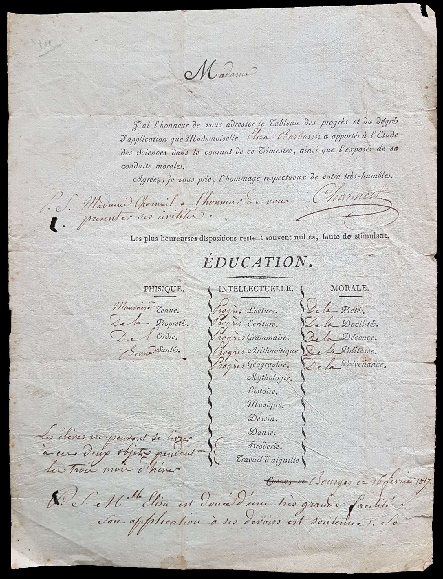 1817 : c'est la rentrée !