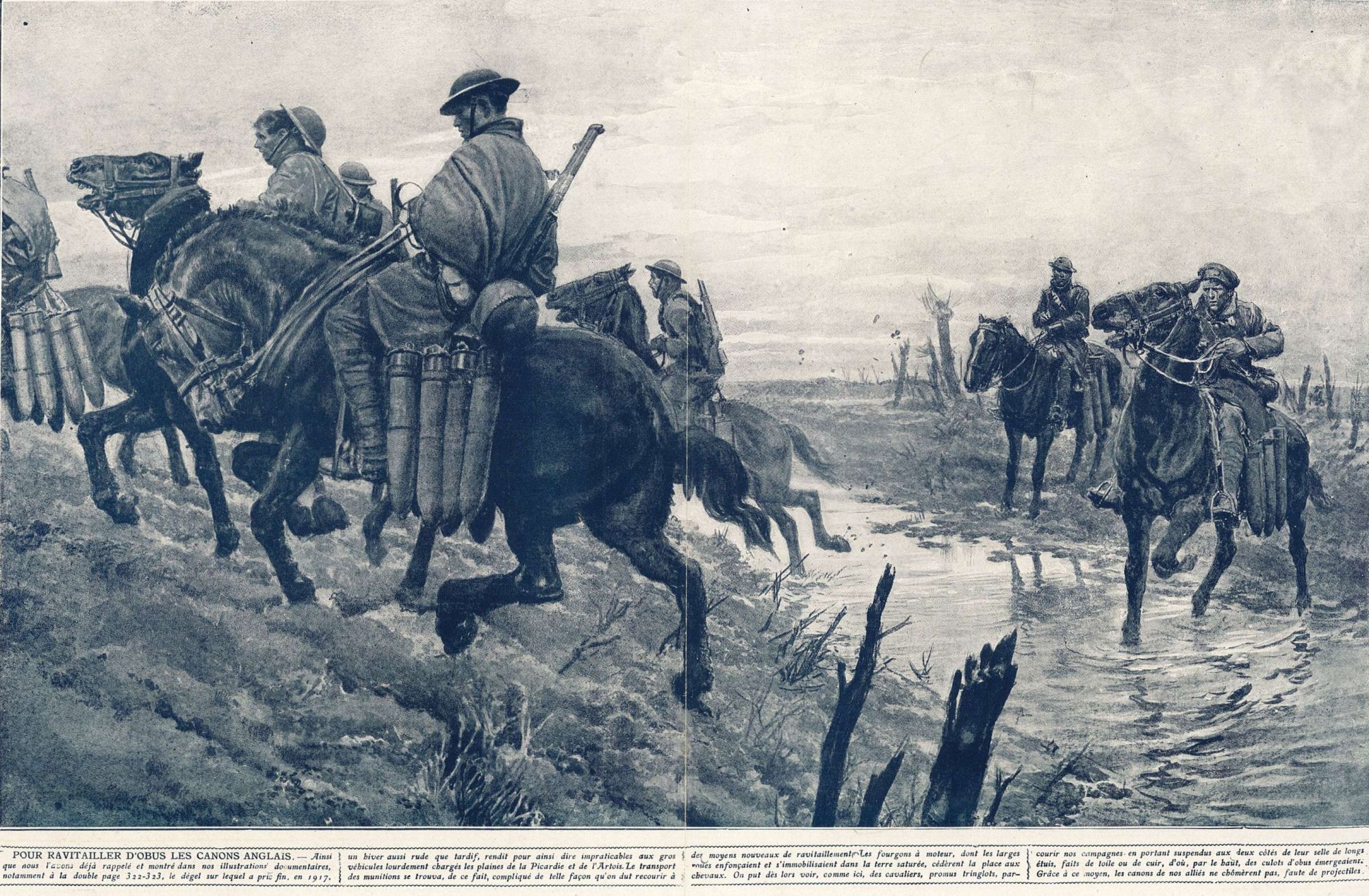 Pour ravitailler d'obus les canons anglais