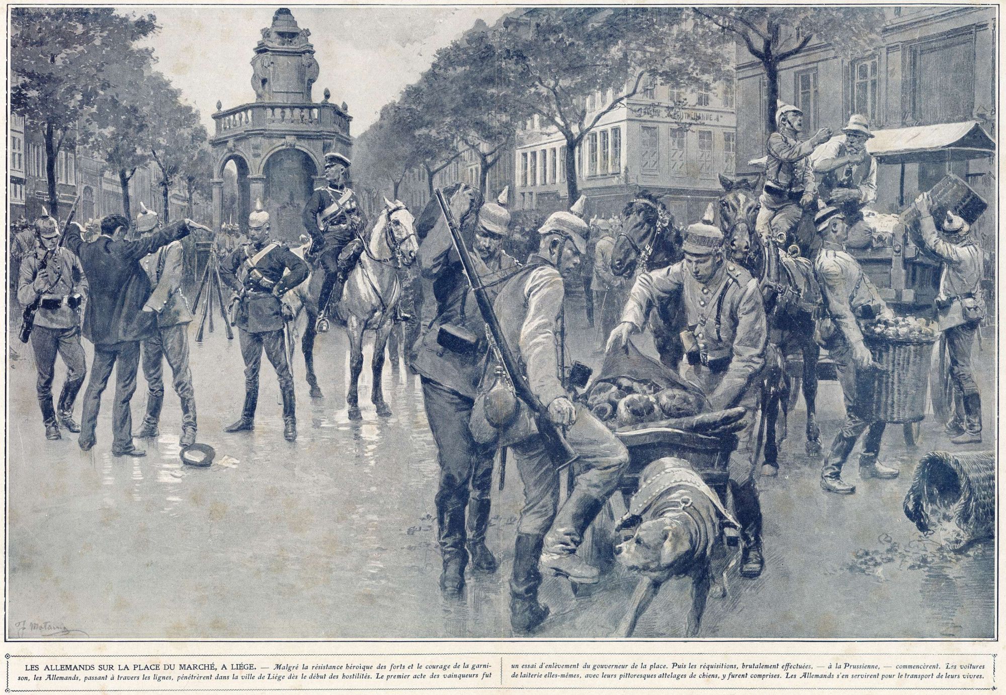 Les Allemands sur la place du marché à Liège