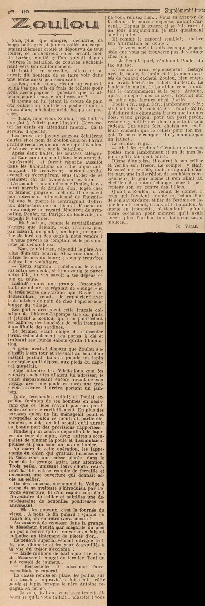 Zoulou améliore l'ordinaire des zouaves