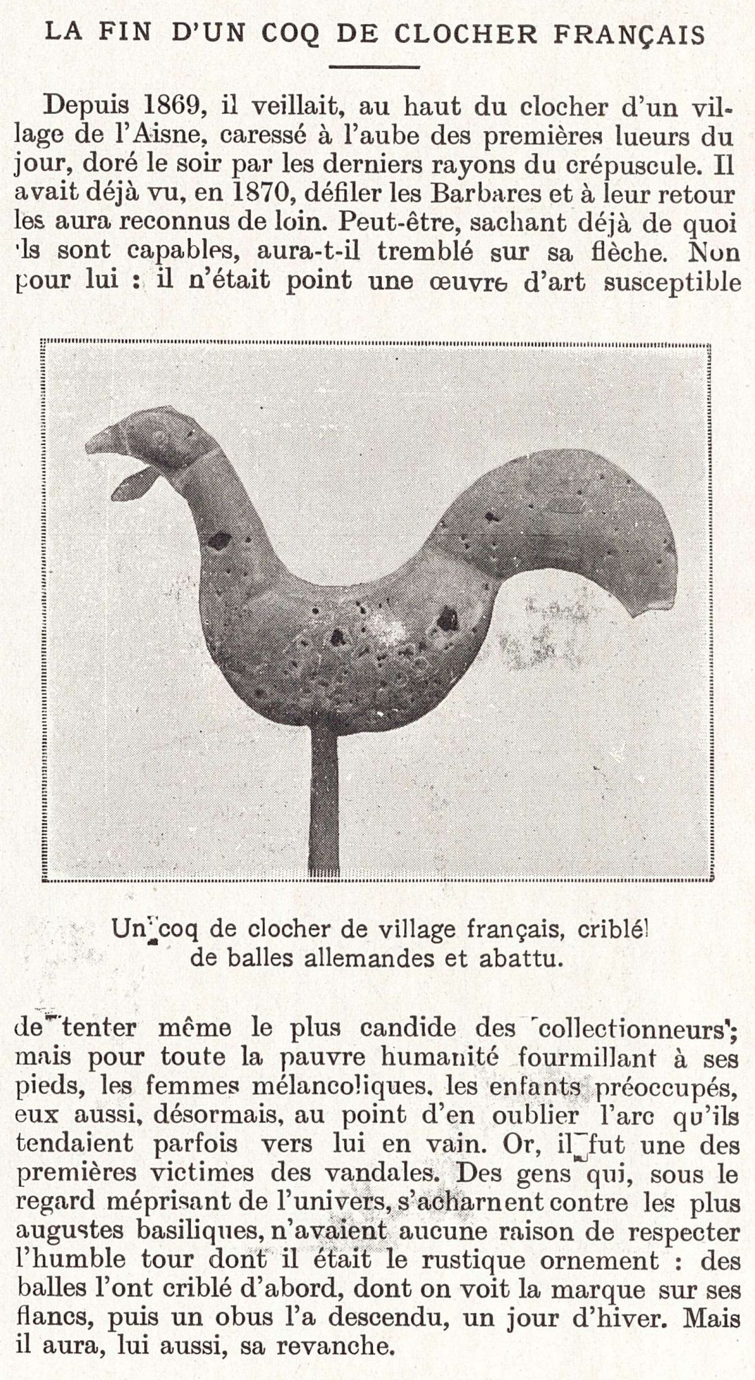 La fin d'un coq de clocher français
