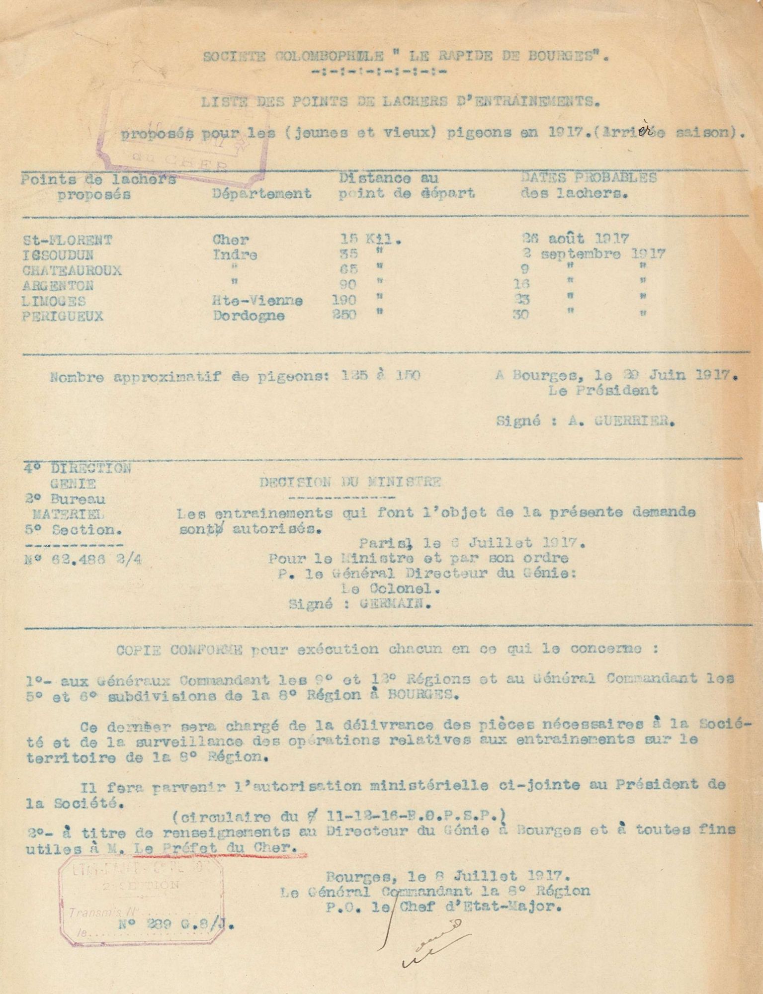 Liste de points de lâchers d'entraînement (R 1649)