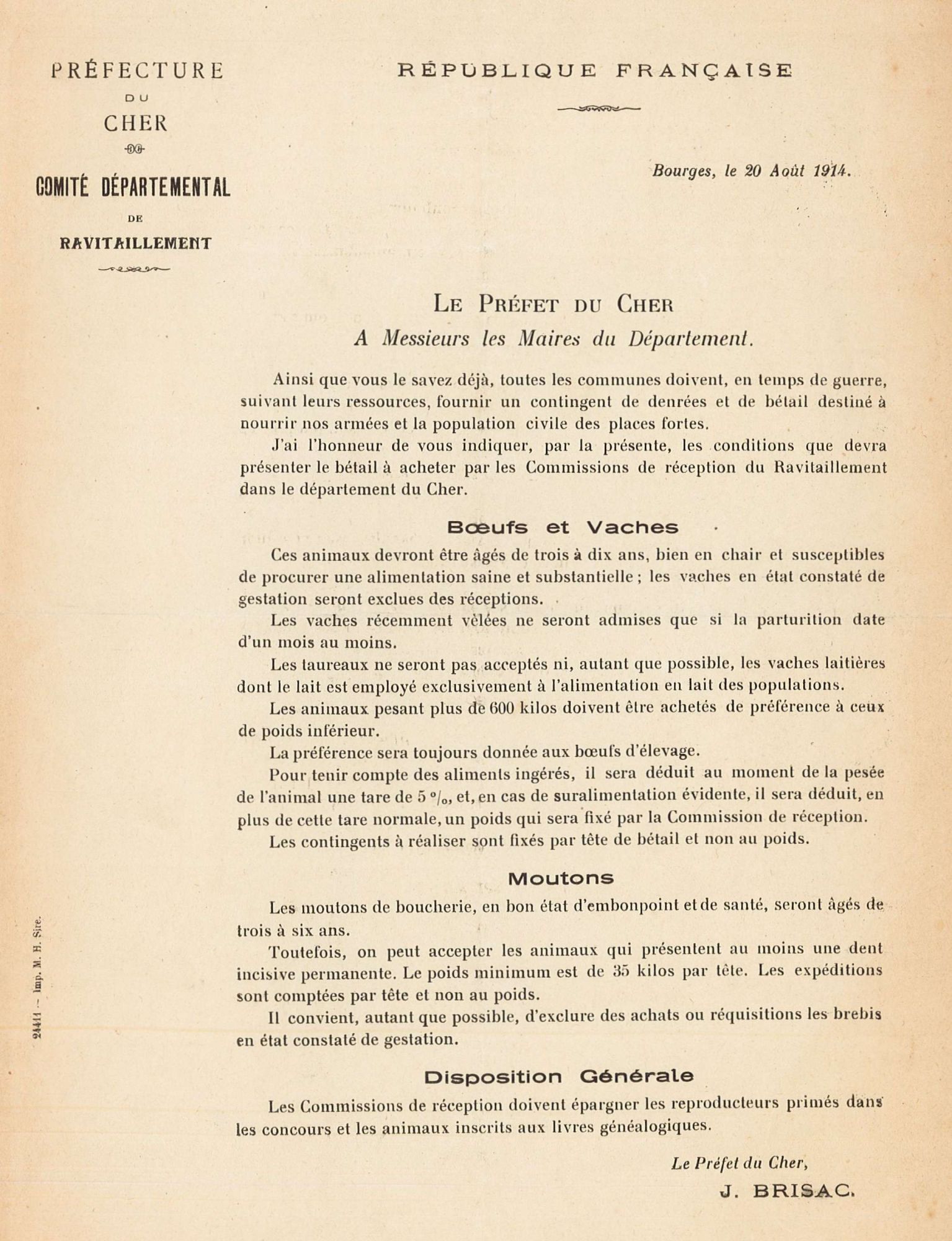 Conditions d'achat du bétail dans le Cher