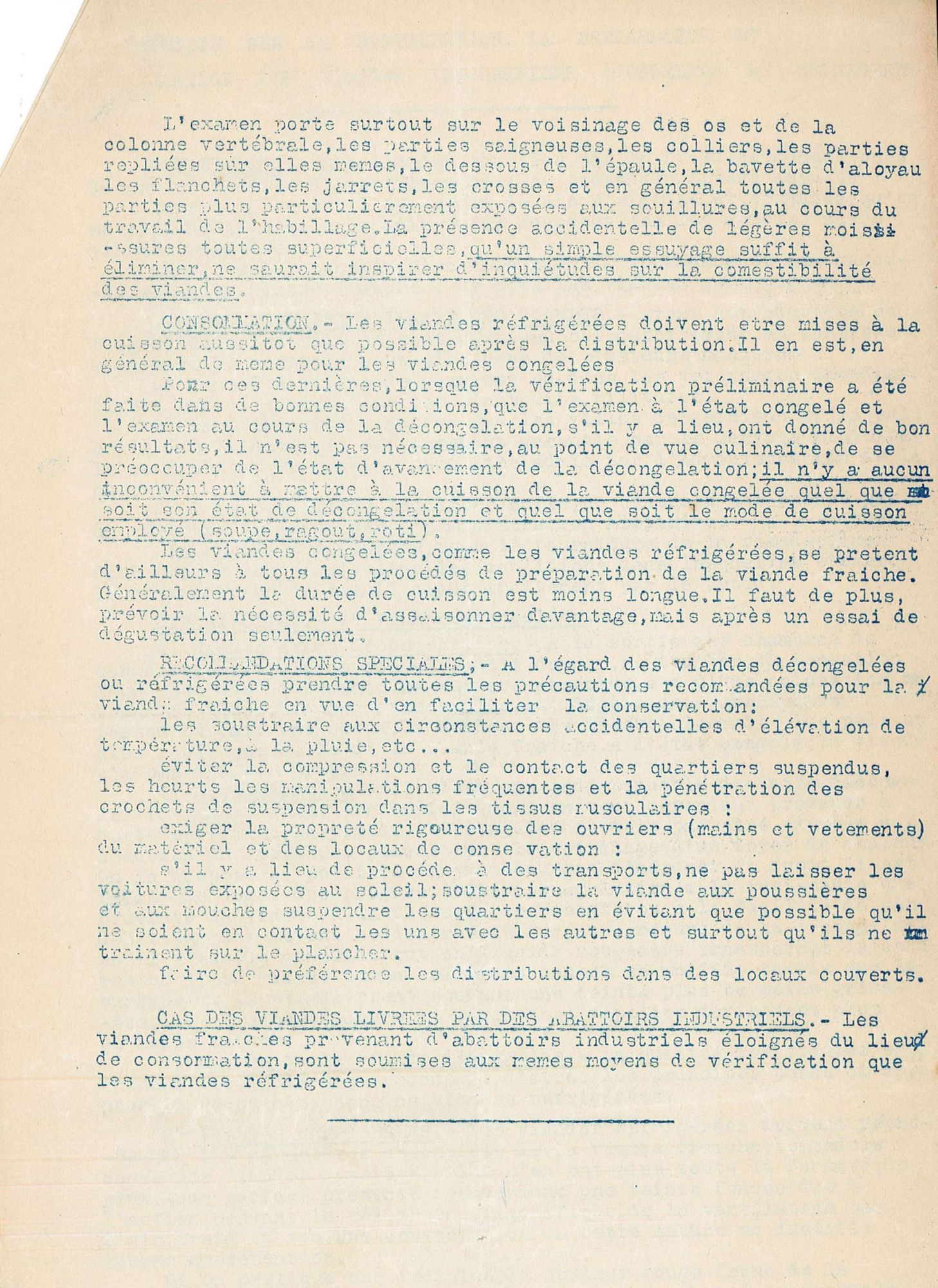 Notice sur les viandes frigorifiées (suite)