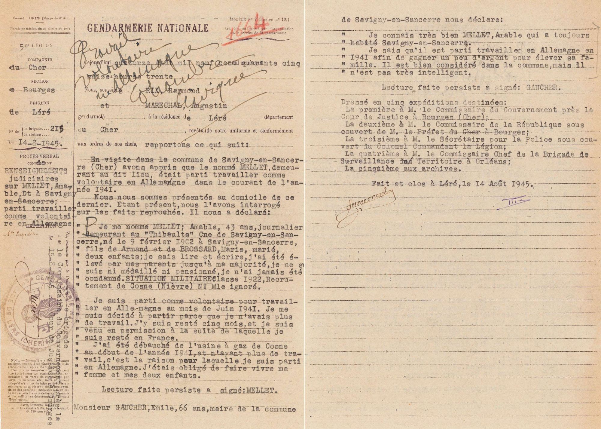 "J'étais obligé de faire vivre ma femme et mes deux enfants" (3 W 235)