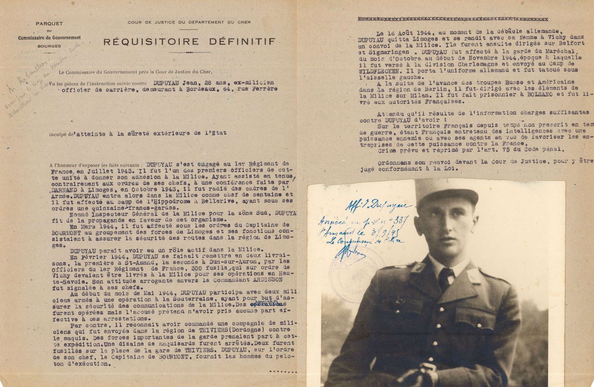 Ancien officier et milicien (3 W 115)