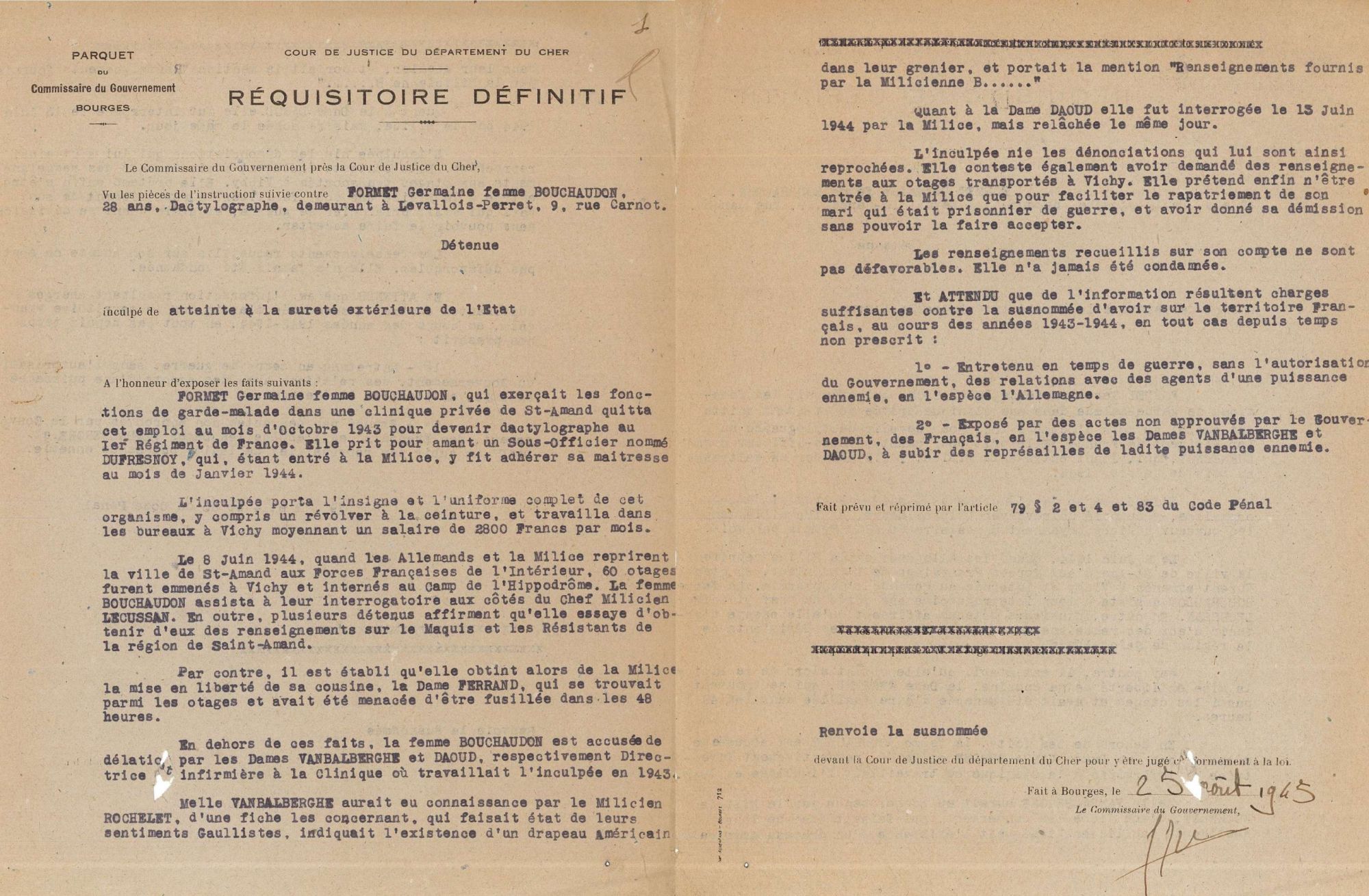 Le réquisitoire du procureur (3 W 100)