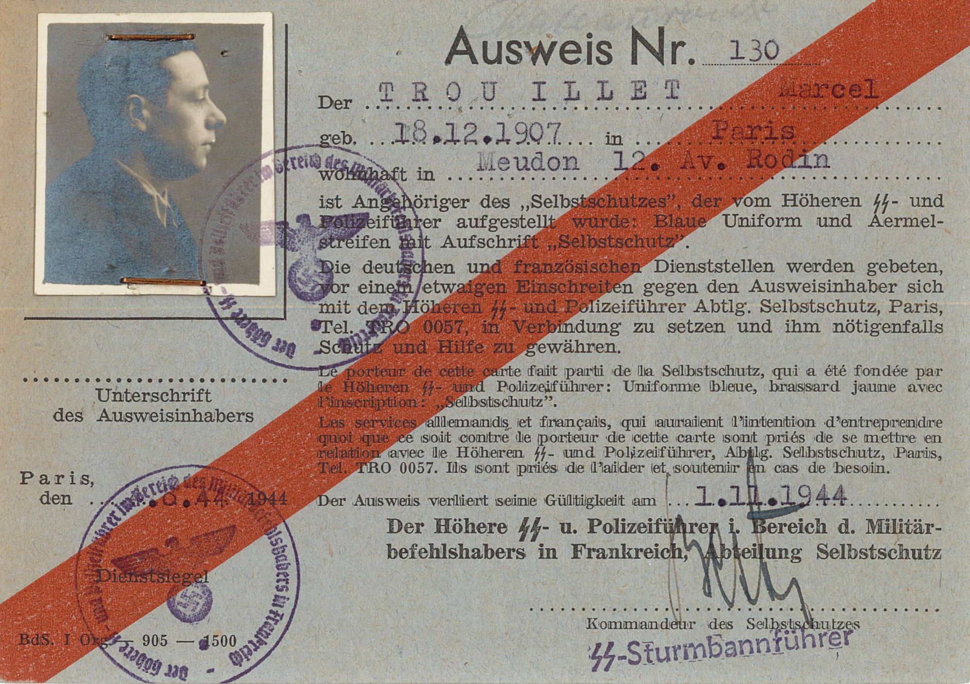 Ausweis de la Selbstschutz (3 W 112)