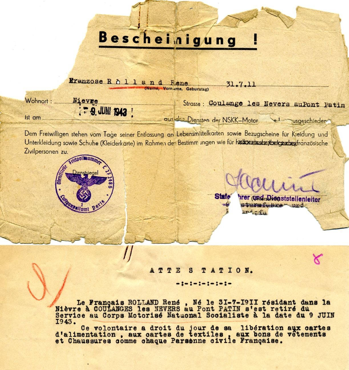 Attestation du NSKK (3 W 280)