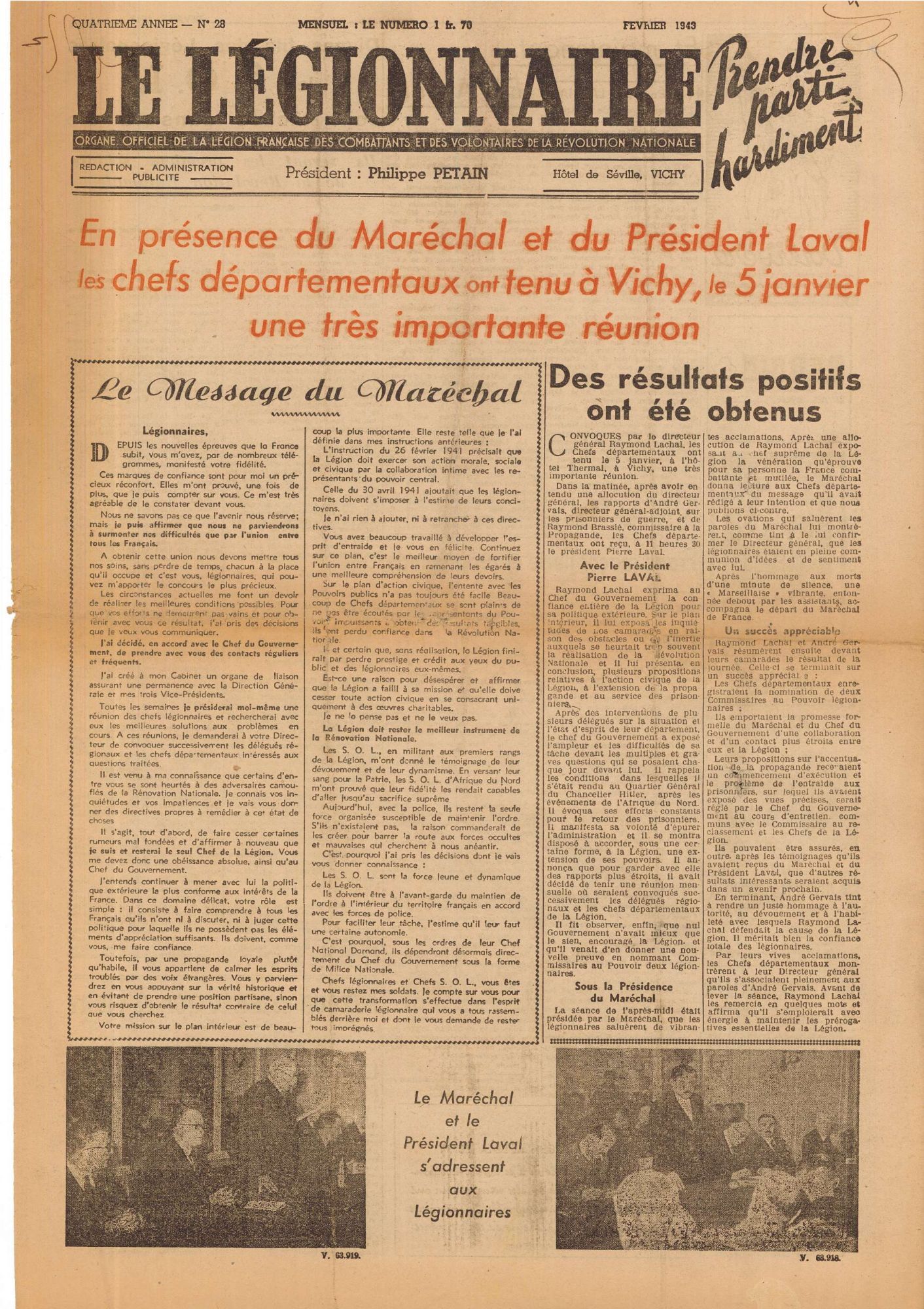 Le Légionnaire, journal officiel de la Légion Française des Combattants (3 W 335)