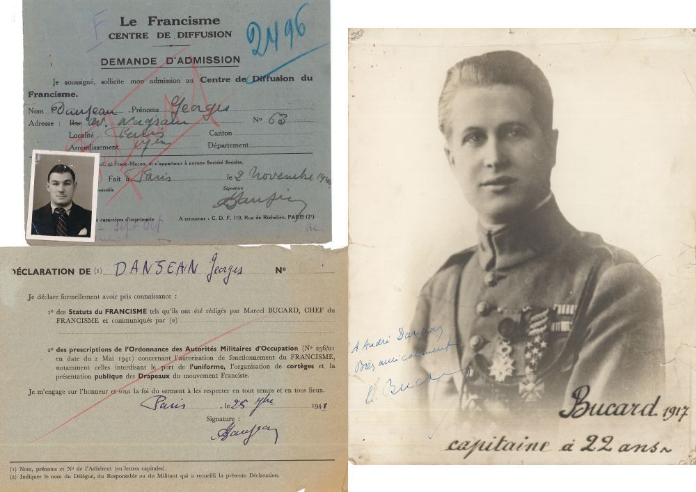 Documents du Parti Franciste et photographie dédicacée par Marcel BUCARD (3 W 160)