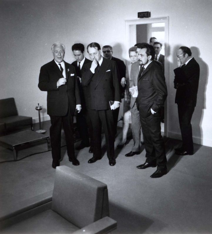 Raymond Boisdé, André Malraux et Gabriel Monnet en visite à la maison de la Culture