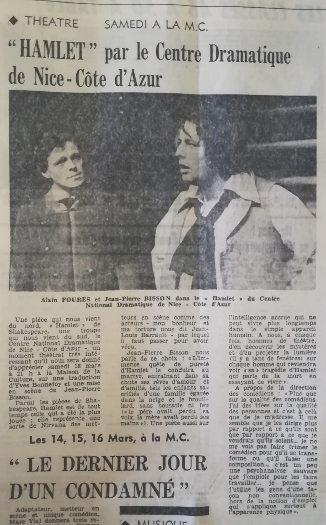 Jean-Pierre Bisson et Hamlet (1978)