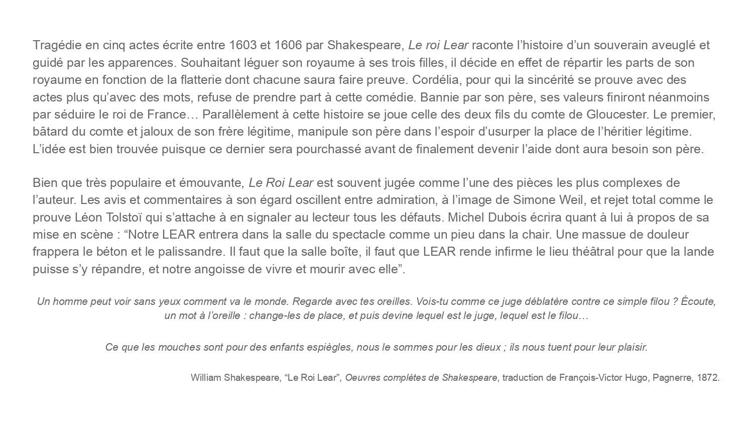 Michel Dubois et Le roi Lear