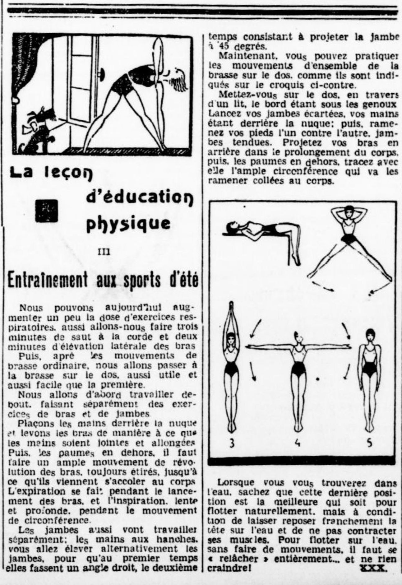 Exercice physique sur le thème de la natation
