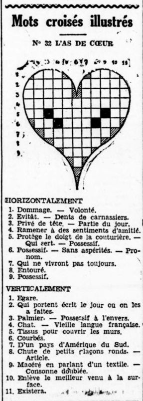 La Dépêche du Berry, 12/08/1938, mots croisés.