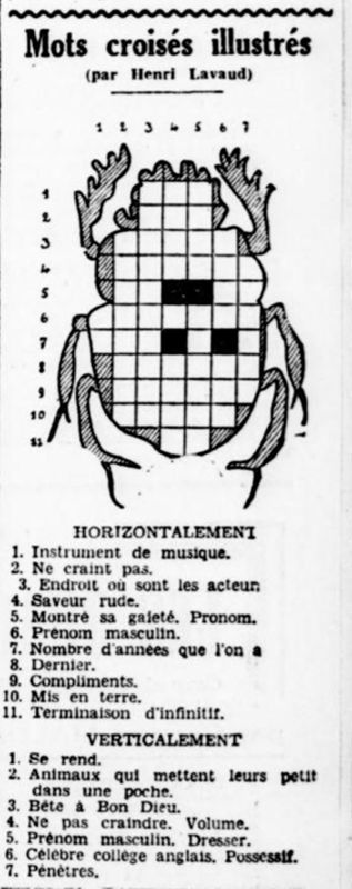 La Dépêche du Berry, 22/07/1938, mots croisés.