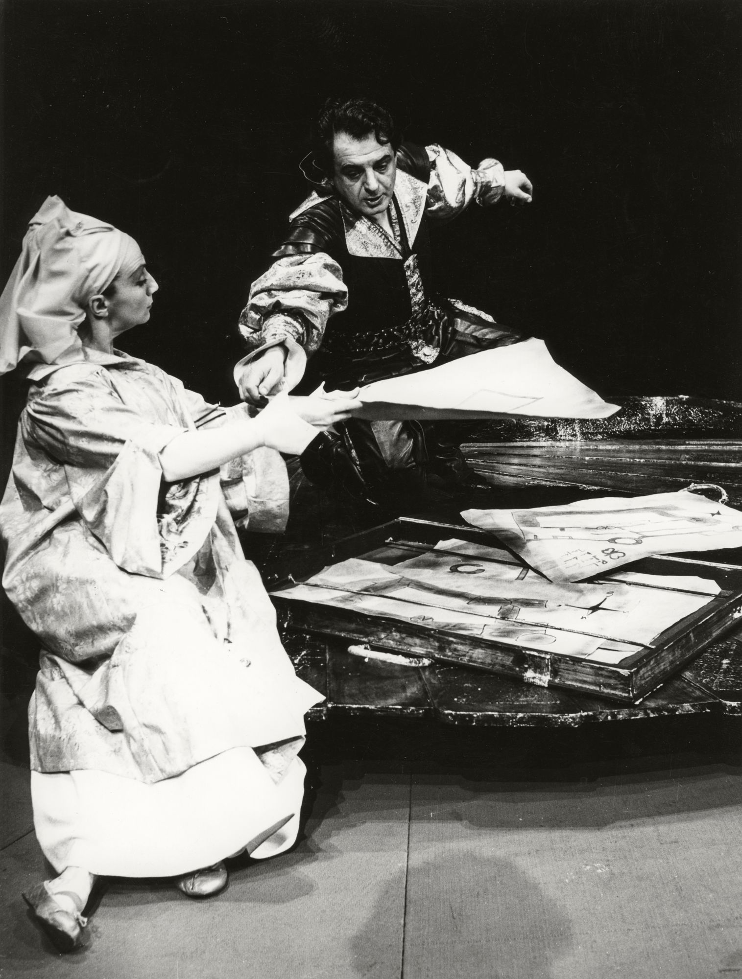 Gabriel Monnet et Françoise Bertin dans Coeur à cuire de Jacques Audiberti, 1967.