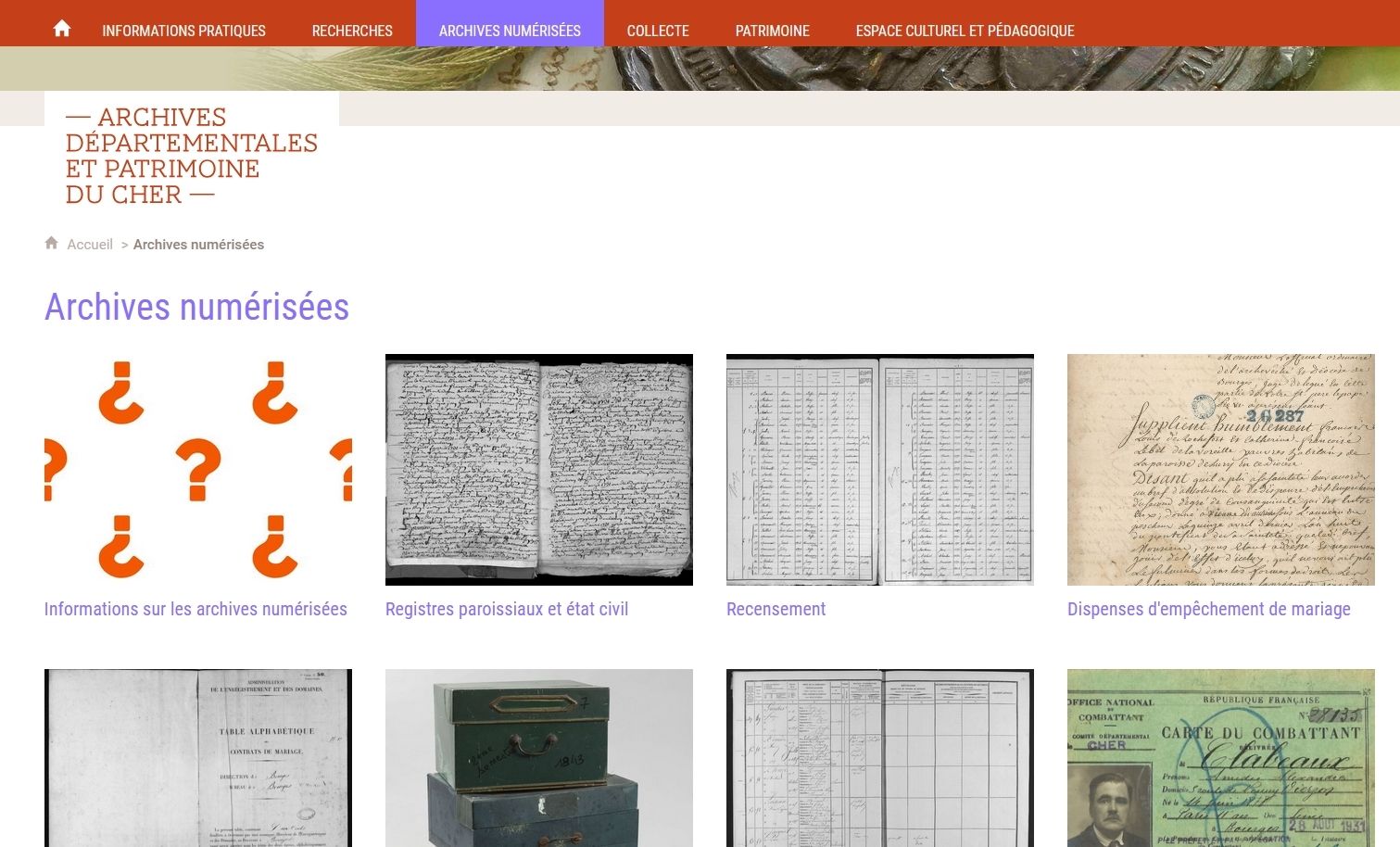 Faire une recherche dans les archives numérisées