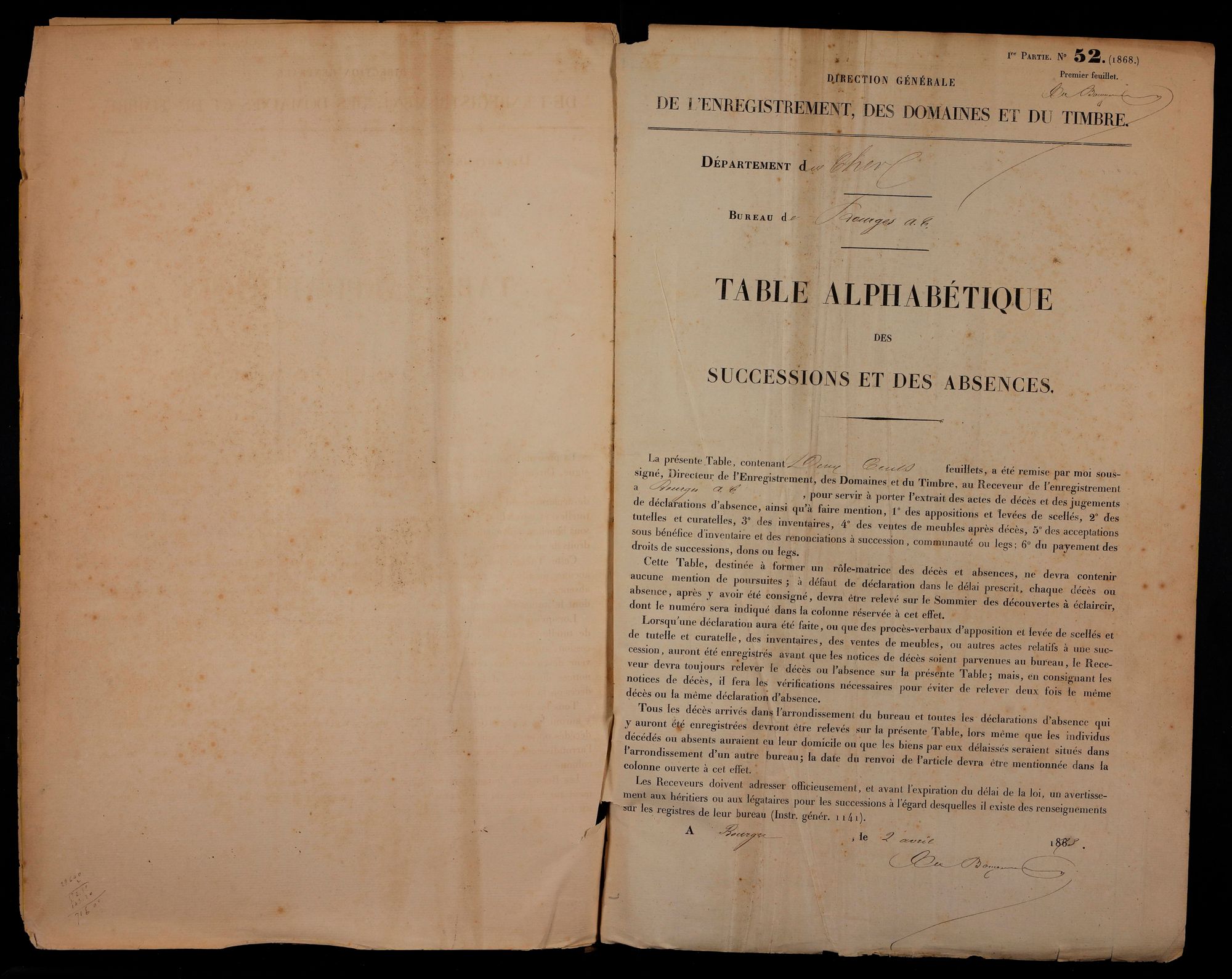 Tables de successions et absences