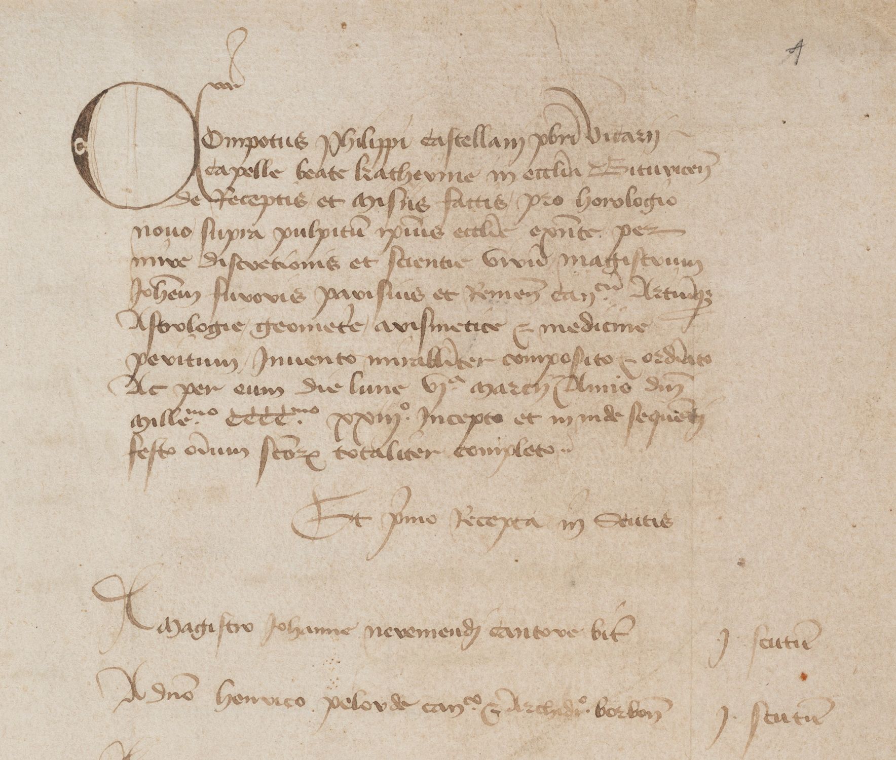 extrait du compte de construction de l'horloge de 1424 (8G404)