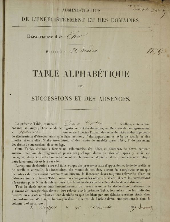 Les tables de successions et absences