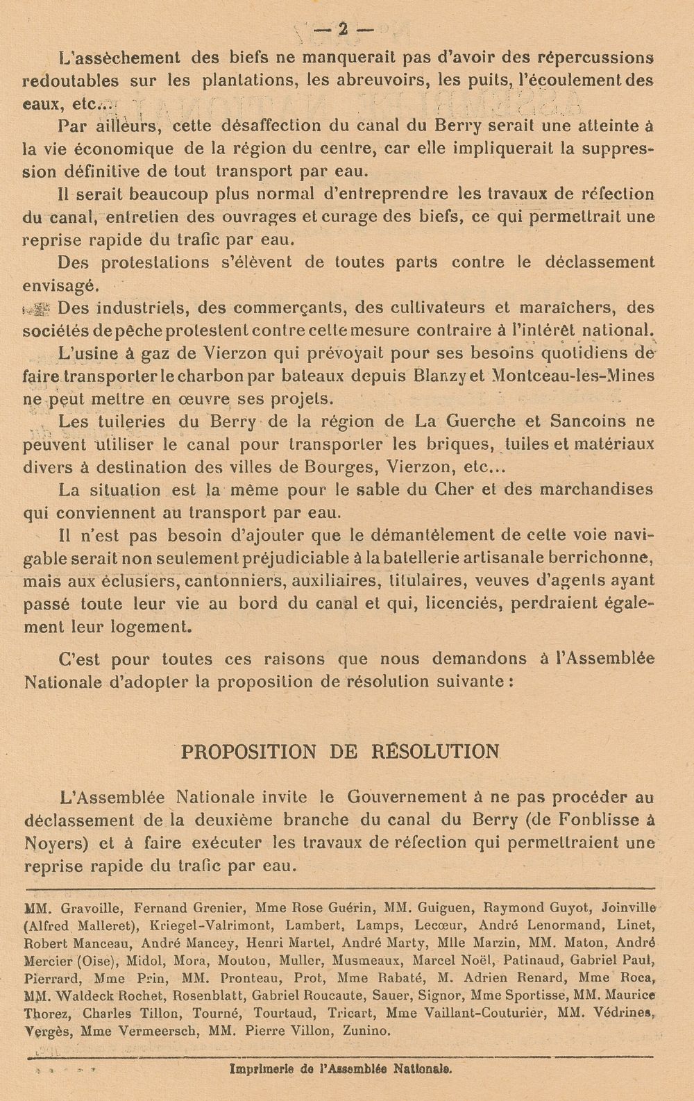 Le déclassement du canal