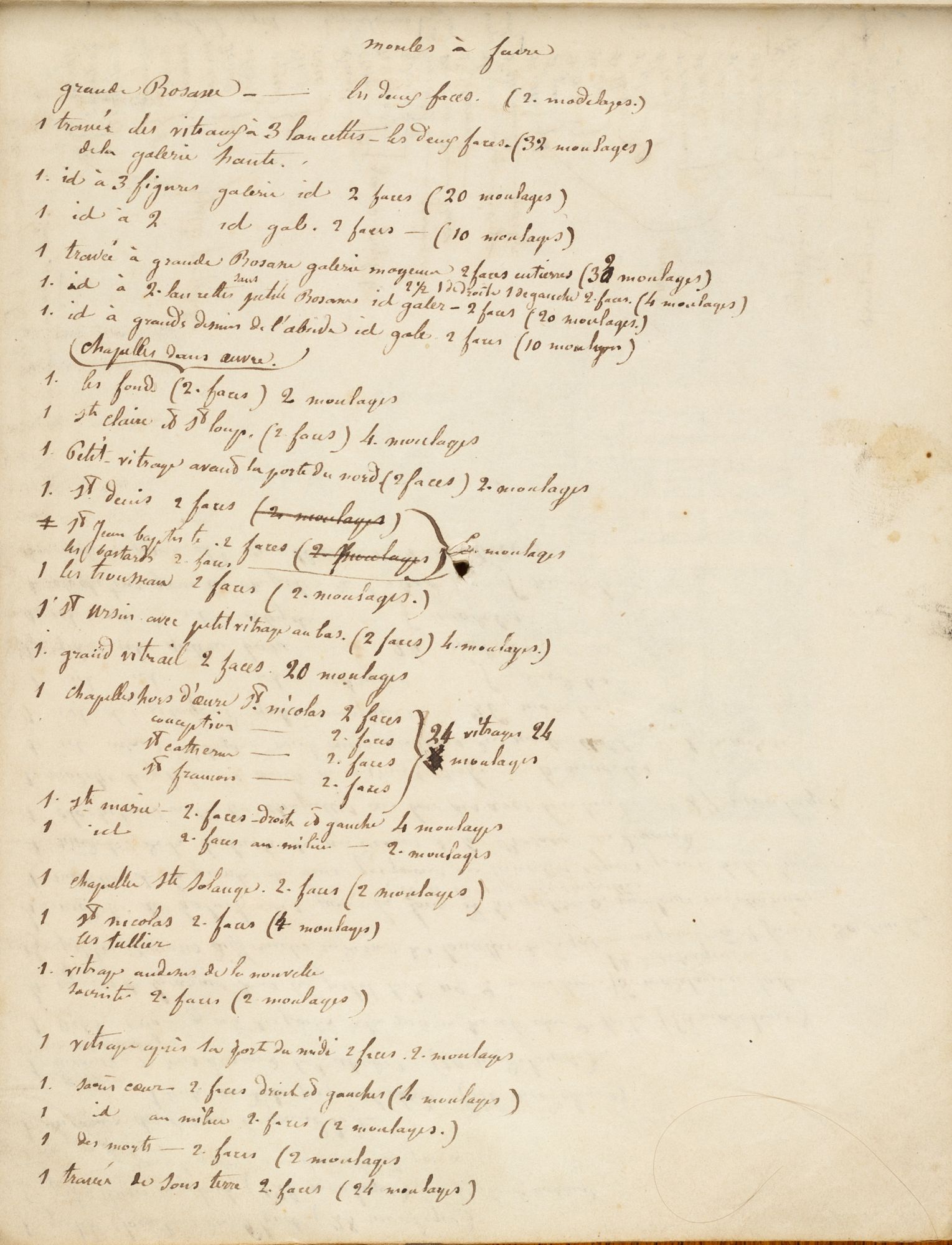 Moules à faire pour les vitraux, s. d. Bibliothèque municipale de Bourges, Ms 678-1