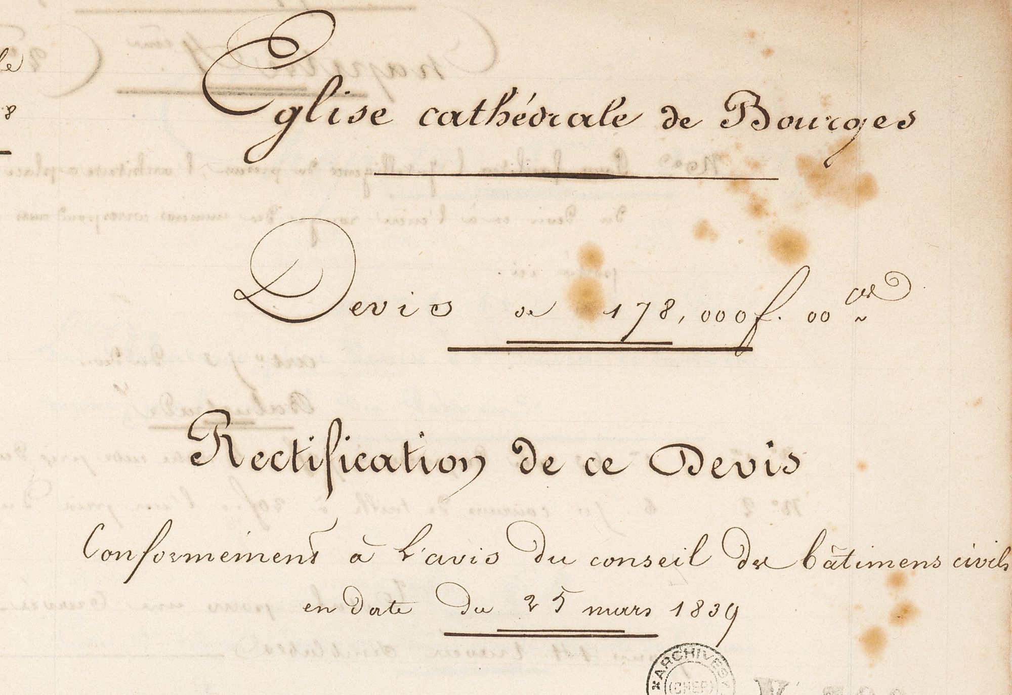 Pièces produites dans le cadre d'un projet de restauration au XIXe siècle